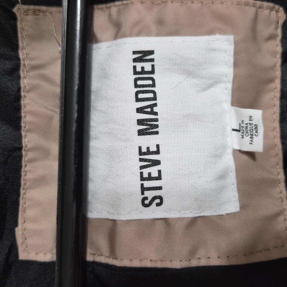 Steve Madden Faux-Fur-Lined Hooded Puffer Coat Tan With Black Size Large - Picture 8 of 12